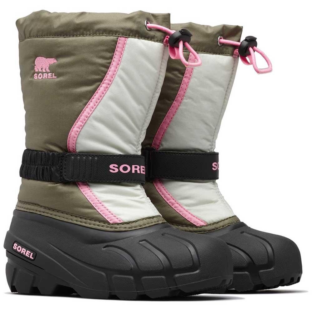 Sorel Flurry Winter Snow Boots Kids Girls Boys Youth 6 Green Pink